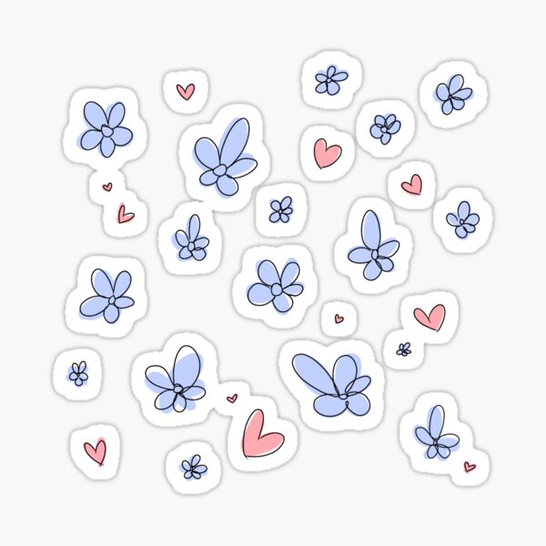 Item preview, Heartstopper flowers and hearts mix (blue) designed and sold by Sophprano.