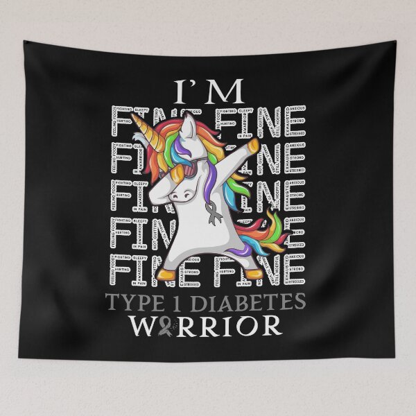 Item preview, Unicorn Type 1 Diabetes Warrior I'm Fine Type 1 Diabetes Awareness designed and sold by Hatjar.