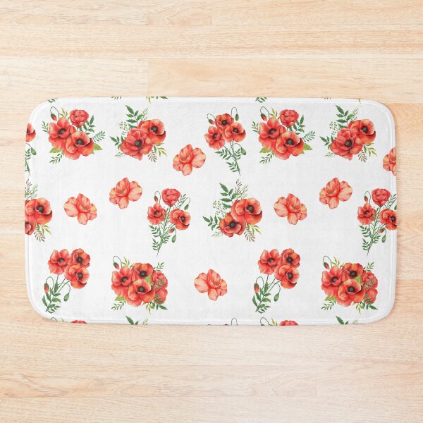 Item preview, Vibrant Watercolor Red Poppy Flowers Botanical Floral Pattern designed and sold by silviaol.