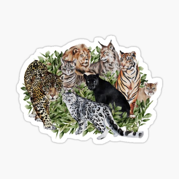 Item preview, The Big Cats... and a house cat that doesn't know the difference - on muted green designed and sold by RazorsandVines.