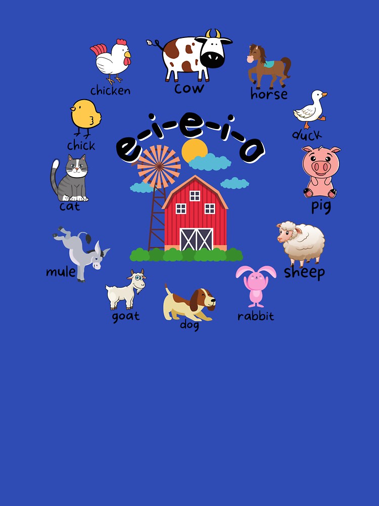 Imagen 7 de 7, Camiseta clásica con la obra E-I-E-I-O Animales de Granja, diseñada y vendida por ShaneinJapan.