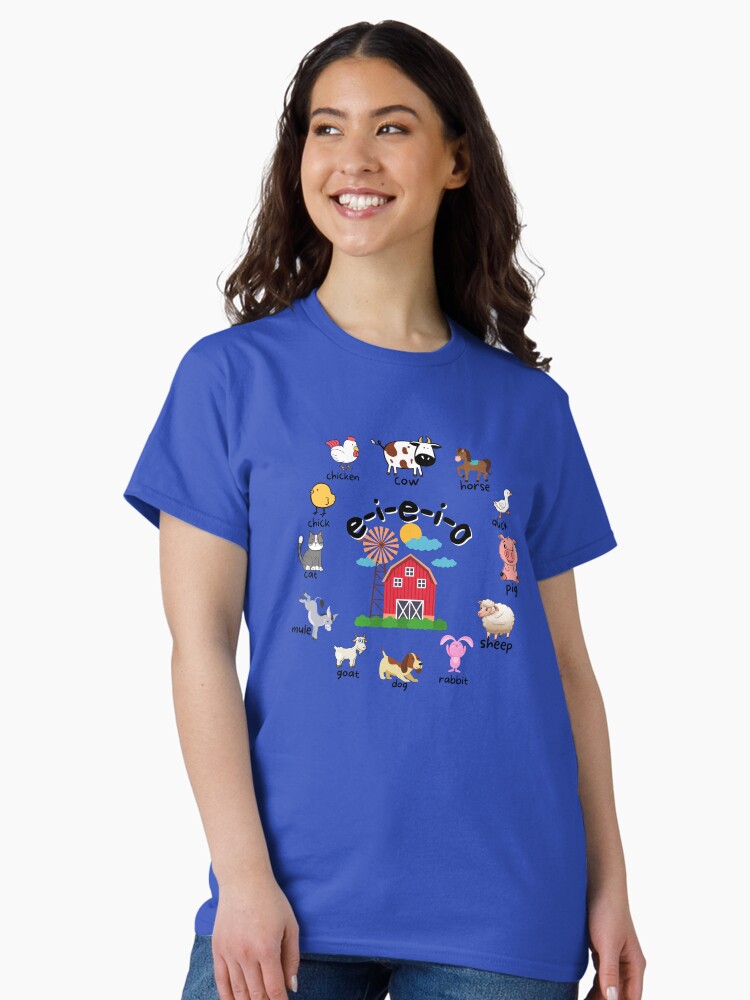 Imagen 1 de 7, Camiseta clásica con la obra E-I-E-I-O Animales de Granja, diseñada y vendida por ShaneinJapan.