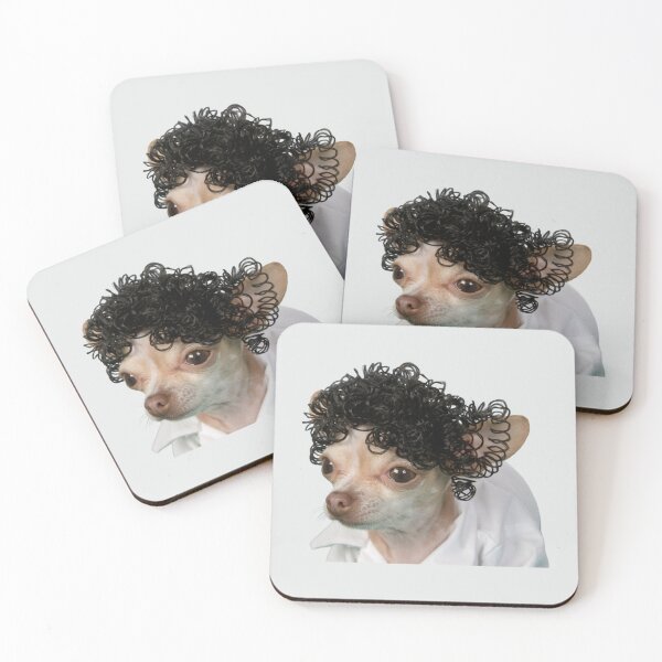 Item preview, a little chihuahua wearing a curly wig    designed and sold by Spaspart.