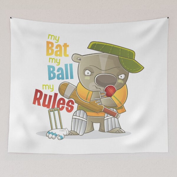 Item preview, Cricket Wombat My Bat My Ball My Rules from 'Big Beach BBQ' designed and sold by Vaughan Duck.