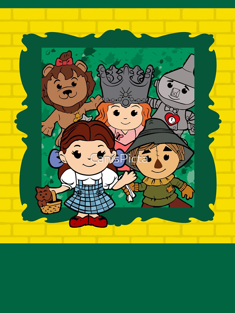 "Wizard of Oz" Kawaii, Yellow, Brick, Road, Emerald, Green, Dorothy, Ruby, Slippers, Toto, Cowardly Lion, Scarecrow, Tin Man, Basket, Purse, Gingham, Blue, Splatter, Paint by CanisPicta