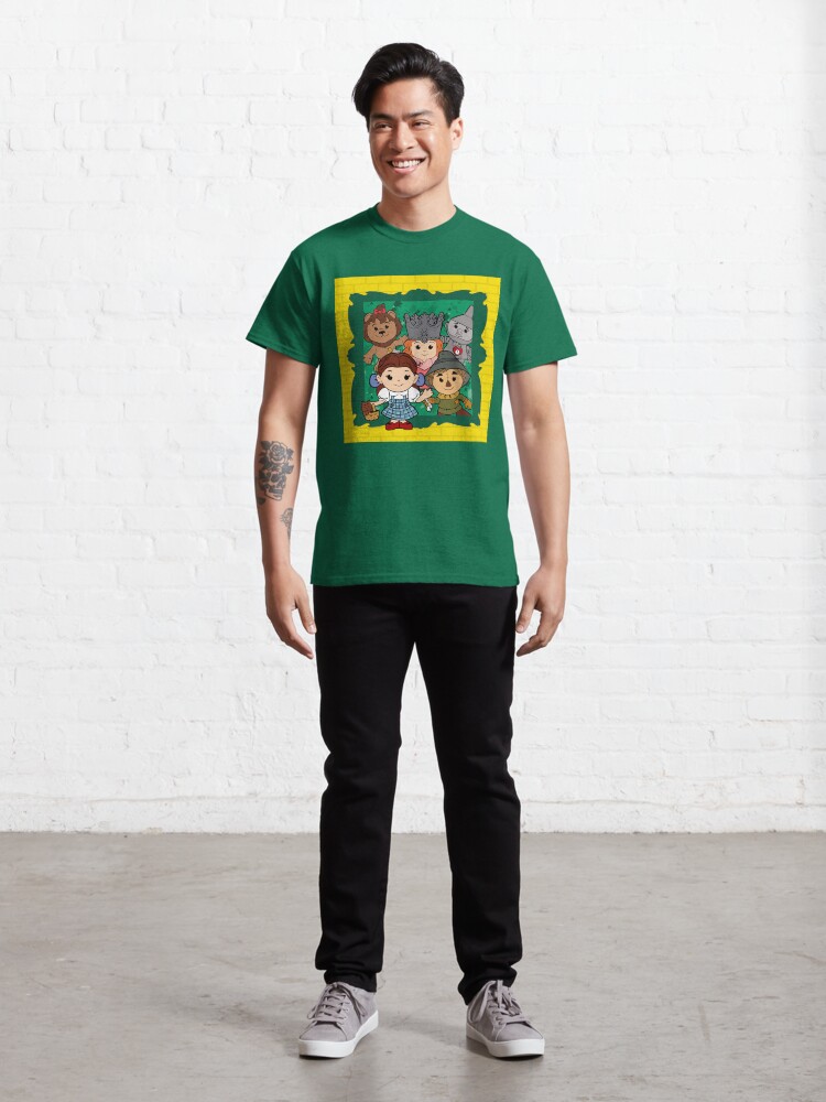 Alternate view of "Wizard of Oz" Kawaii, Yellow, Brick, Road, Emerald, Green, Dorothy, Ruby, Slippers, Toto, Cowardly Lion, Scarecrow, Tin Man, Basket, Purse, Gingham, Blue, Splatter, Paint Classic T-Shirt