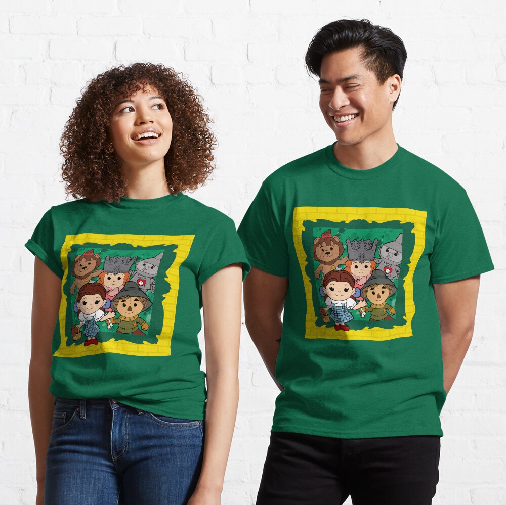 "Wizard of Oz" Kawaii, Yellow, Brick, Road, Emerald, Green, Dorothy, Ruby, Slippers, Toto, Cowardly Lion, Scarecrow, Tin Man, Basket, Purse, Gingham, Blue, Splatter, Paint Classic T-Shirt