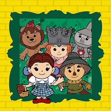 Artwork thumbnail, "Wizard of Oz" Kawaii, Yellow, Brick, Road, Emerald, Green, Dorothy, Ruby, Slippers, Toto, Cowardly Lion, Scarecrow, Tin Man, Basket, Purse, Gingham, Blue, Splatter, Paint by CanisPicta