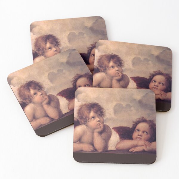 Item preview, Two Bored Angels Putti Raphael Sistine Chapel designed and sold by chrome-horse.