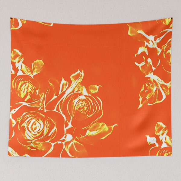 Item preview, white roses on orange designed and sold by PatsIsland.