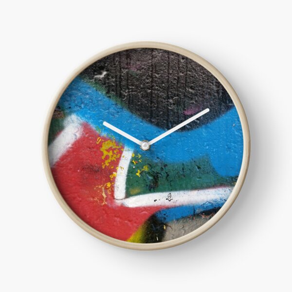 graffiti splatter - bright colour triptych Clock