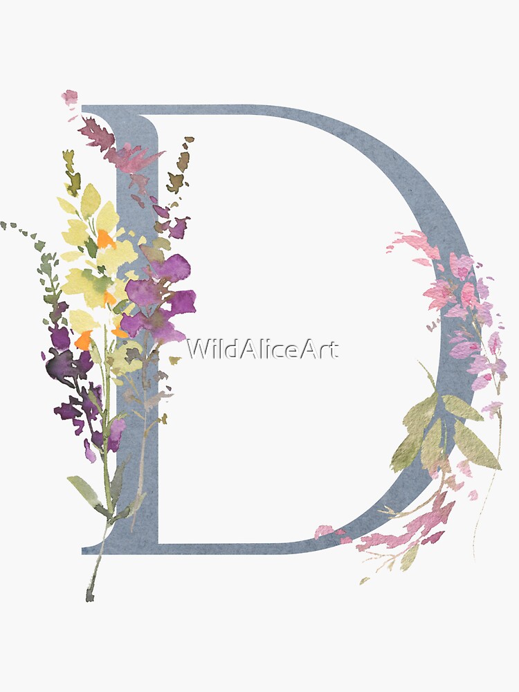 Monogram Floral Cursive Letter D Sticker for Sale by sporadicdoodlin