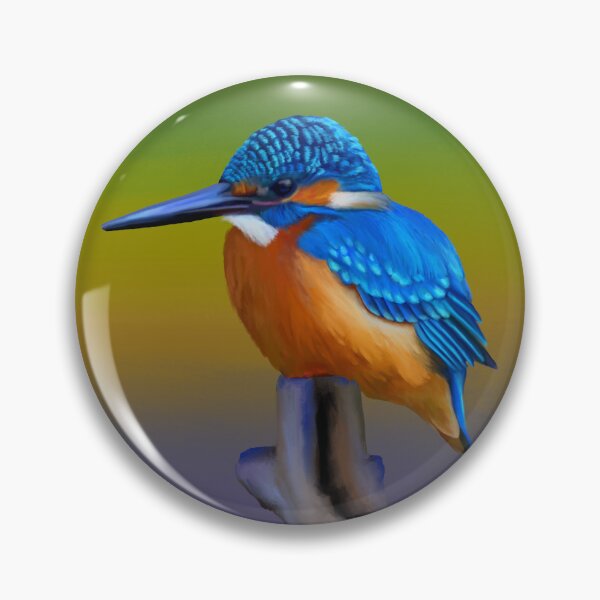 Item preview, Common kingfisher painting, beautiful blues and oranges, great gift for a bird lover designed and sold by PlumpPlumStudio.