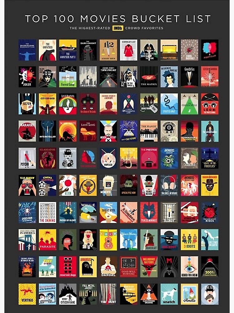  Top 100 Movies Bucket Lis Poster Poster For Sale By Gregorymedina 