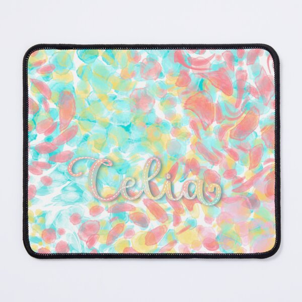 Item preview, CELIA - Personalized watercolor design with CELIA's name, in turquoise, coral and yellow. designed and sold by CristelDesign.