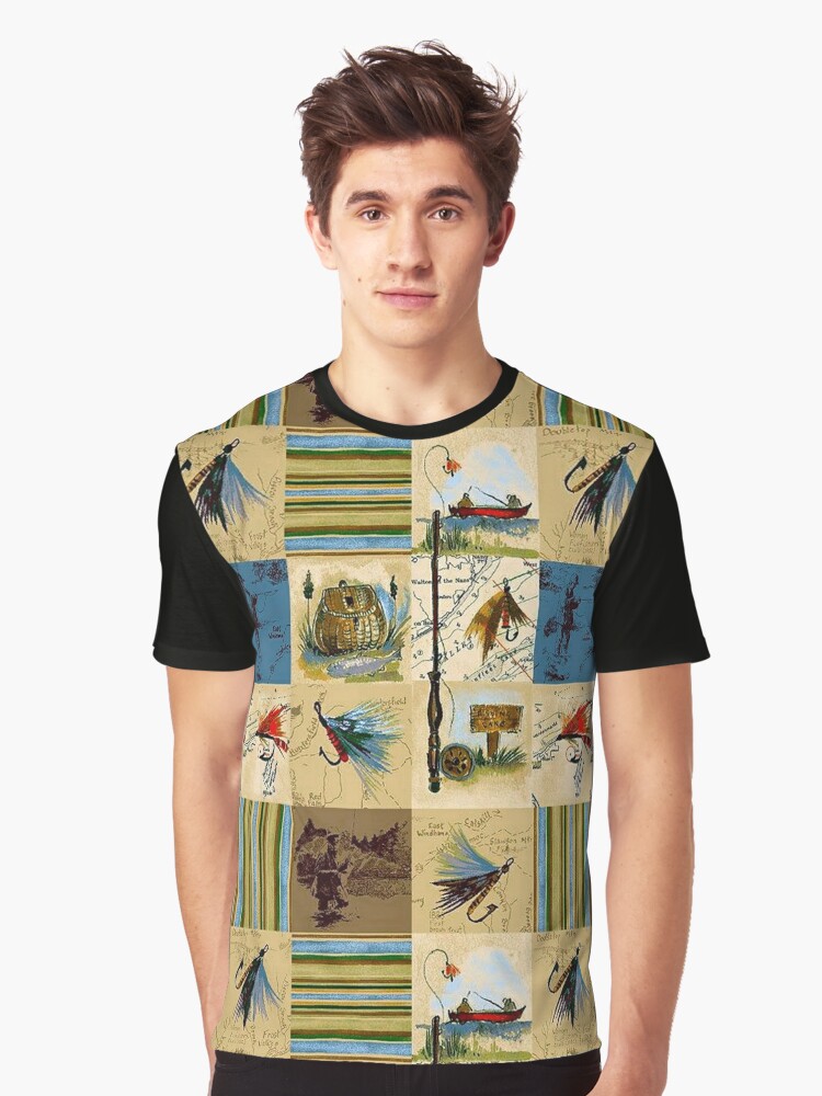 Reel Men Fish Fishing Theme Collage | Graphic T-Shirt