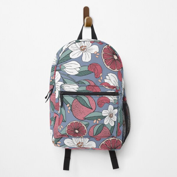 Item preview, Mandarin Orange Flowers and Fruit Pattern (Blue) designed and sold by Gwen Tan.