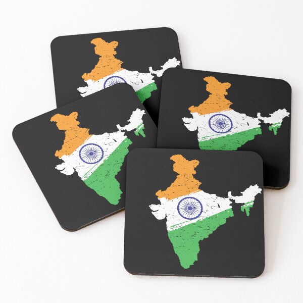 Item preview, Map of India in Tricolor with Ashoka Chakra Desi Indian designed and sold by alltheprints.