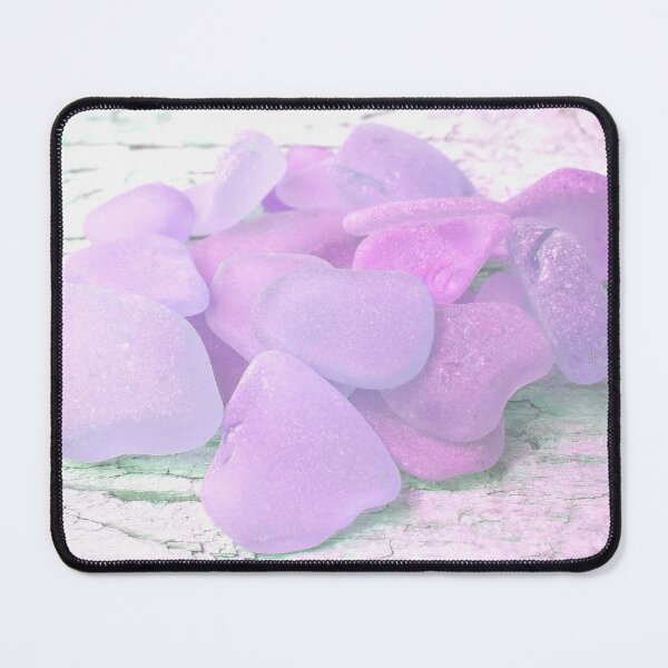 Soft Blue Sea Glass in Heart Shape on Lilac Background Soft Girl