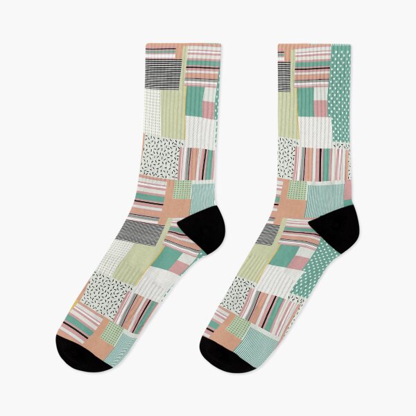 Item preview, Green and Coral Geometric Patterned Squares designed and sold by shadowbright.