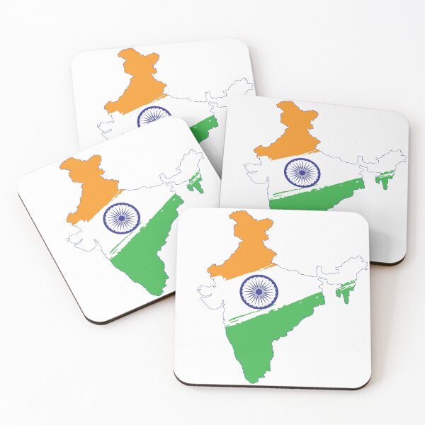 Item preview, Map of India in Tricolor with Ashoka Chakra Desi Indian designed and sold by alltheprints.