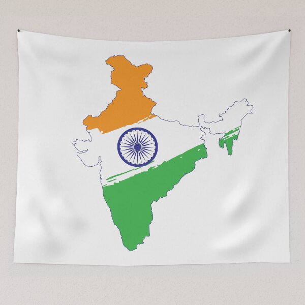 Item preview, Map of India in Tricolor with Ashoka Chakra Desi Indian designed and sold by alltheprints.