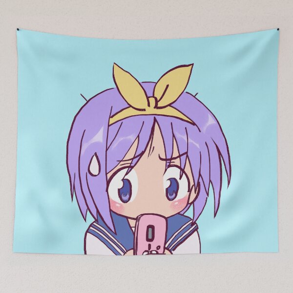 Item preview, I draw tsukasa texting with her pink flip phone / lucky star designed and sold by RansRoom.