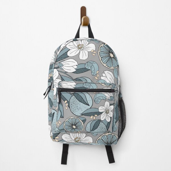 Item preview, Mandarin Orange Flowers and Fruit Pattern (Grey) designed and sold by Gwen Tan.