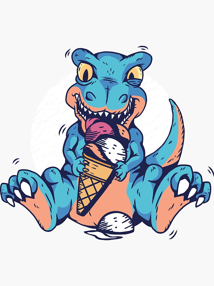 Pegatina «Dinosaurio Helado Kawaii Lindo Raptor» de EverythingKawai ...