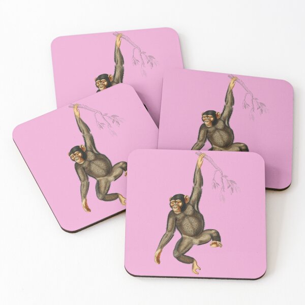 Item preview, Pink Backdrop Chimpanzee Design from artworks by Charles Dessalines D'orbigny designed and sold by beddreams.