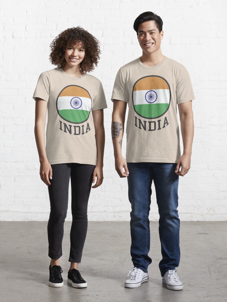 India Flag Logo Tricolor with Ashoka Chakra Desi Indian Essential T-Shirt  for Sale by alltheprints