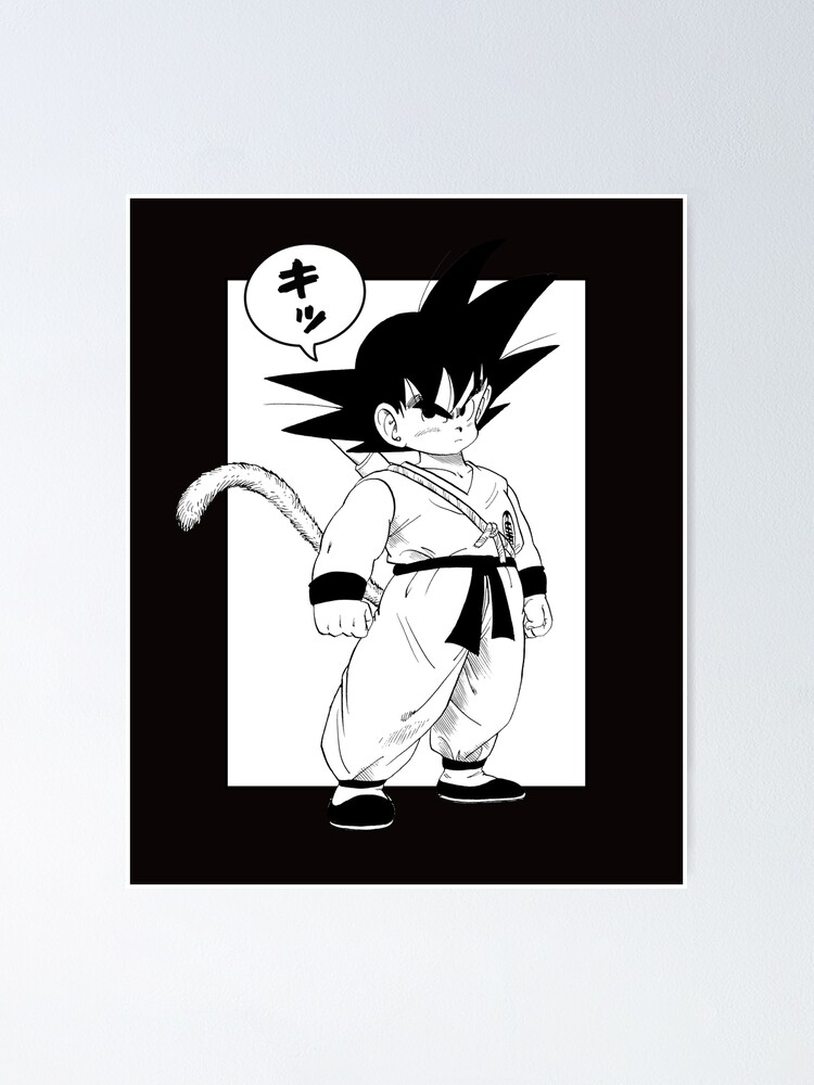 Goku Young Songoku Dragon Ball DBZ Anime drawing black and white | Art  Board Print