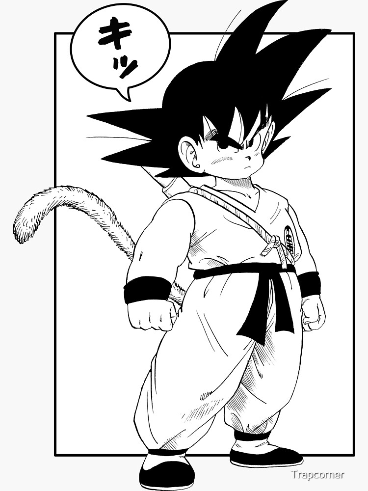 Goku Young Songoku Dragon Ball DBZ Anime drawing black and white | Art  Board Print