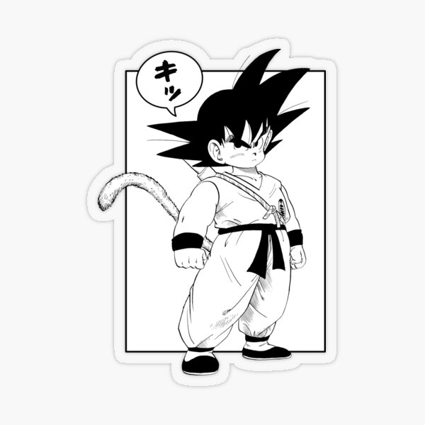 Goku Young Songoku Dragon Ball DBZ Anime drawing black and white |  Photographic Print