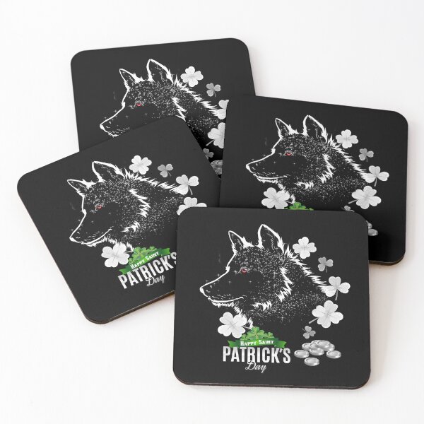 Item preview, St Patrick's Day Irish Saint Patrick Shamrock Red-eyed Wolf designed and sold by Barnissim.