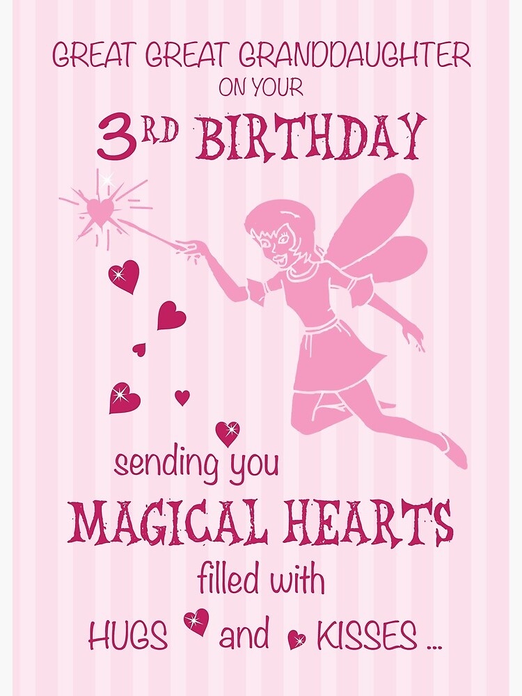 Great Great Granddaughter 3rd Birthday Magical Fairy Pink