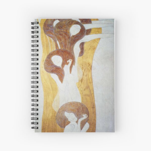 Gustav Klimt - The Beethoven Frieze The Longing For Happiness Finds Repose In Poetry Right Wall Spiral Notebook