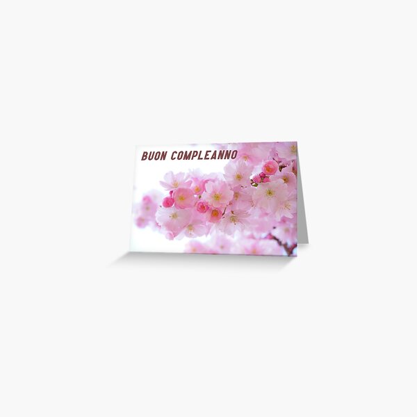 Item preview, Italian birthday card with pink flowers and Italian language birthday greeting  designed and sold by Pommallina.