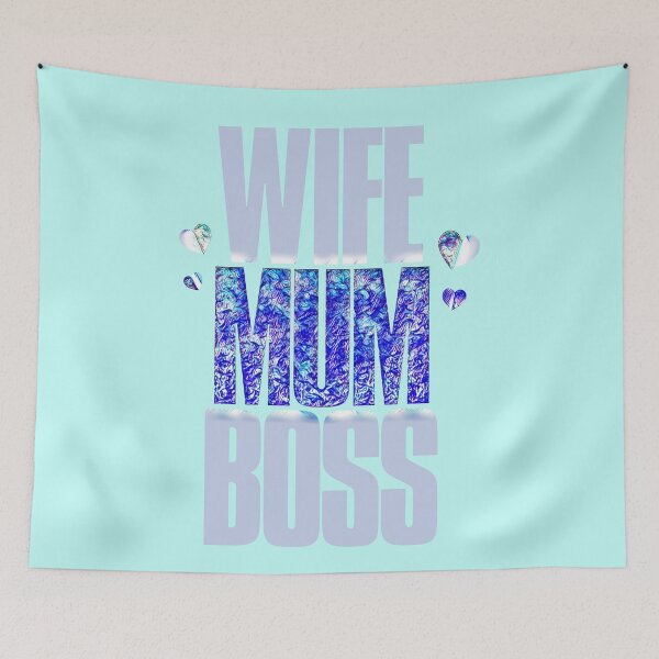 Item preview, WIFE MUM BOSS (in pretty French Grey with pen and ink design.) designed and sold by CristalleLisa.