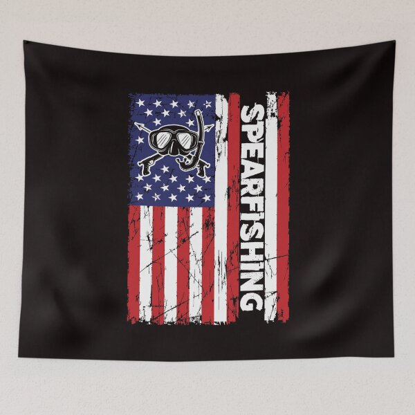 Item preview, Spearfishing American US Flag Spearfisher Speargun Spear designed and sold by TomGiantDesigns.