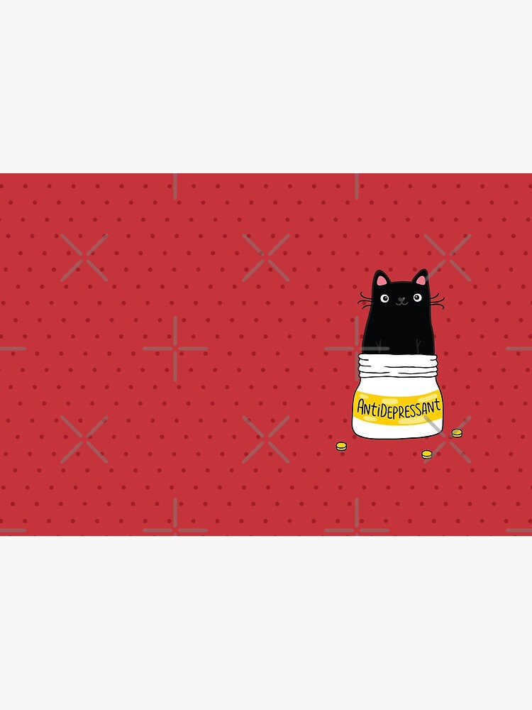 FUR ANTIDEPRESSANT . Cute black cat illustration. A gift for a pet lover. by kostolom3000