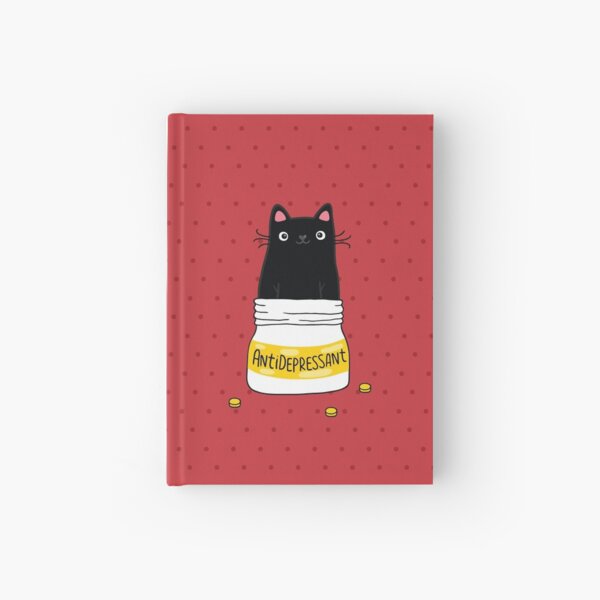 Vista previa del artículo con la obra «ANTIDEPRESIVO DE PELO. Linda ilustración de gato negro. Un regalo para un amante de las mascotas.», diseñado y vendido por kostolom3000.