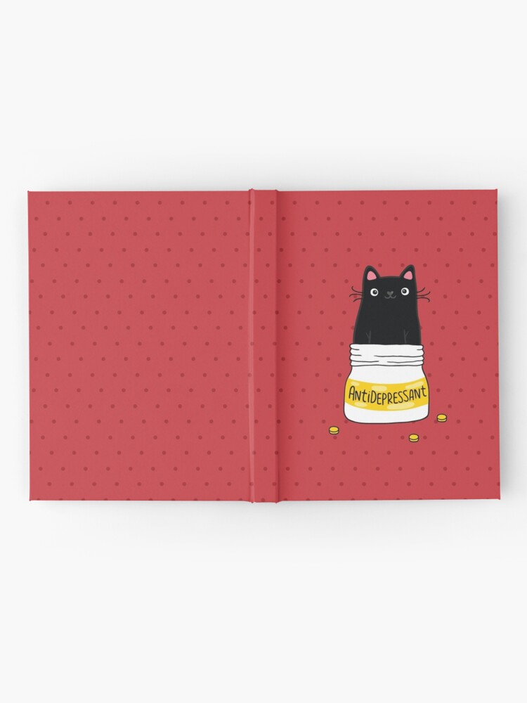 Alternate view of FUR ANTIDEPRESSANT . Cute black cat illustration. A gift for a pet lover. Hardcover Journal