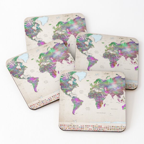 Item preview, World Map With Countries Flags designed and sold by SharpWallArts.