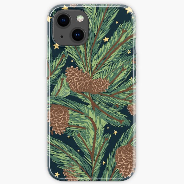 Christmas tree branches pattern seamless iPhone Soft Case