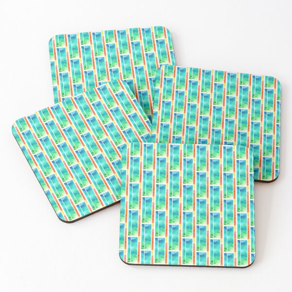 Item preview, White blue and orange abstract pattern | turquoise orange white watercolor stripes designed and sold by lausn.