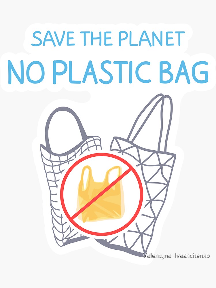 "No plastic bag and packaging." Sticker by putovani Redbubble