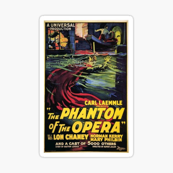 Vintage horror prints - Phantom Of the Opera Movie Poster Sticker
