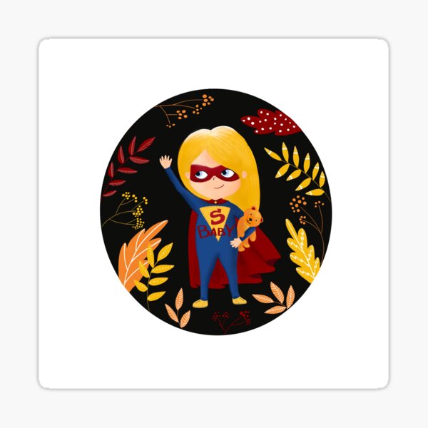 Superhero super girl illustration, cartoon character design, children illustration, poster design Sticker