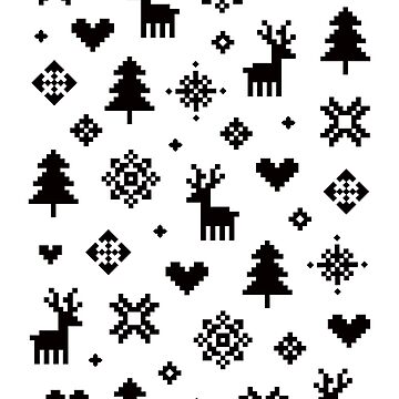 Artwork thumbnail, Pixel Pattern - Winter Forest - Black and White by Daisy Beatrice
